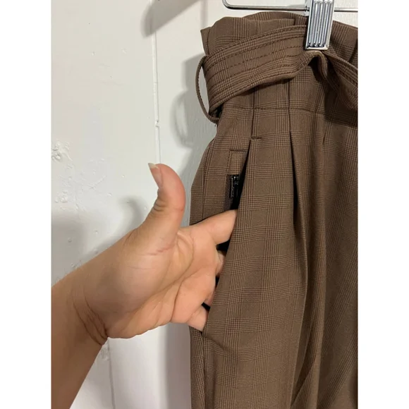 Women's Athleta Skyline Plaid Ankle Cropped Pants Size 12 Brown - Picture 4 of 12